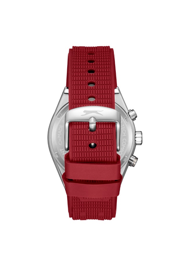 سلازنجر ساعة رجالية متعددة الوظائف بسوار سيليكون أحمر - Image 4