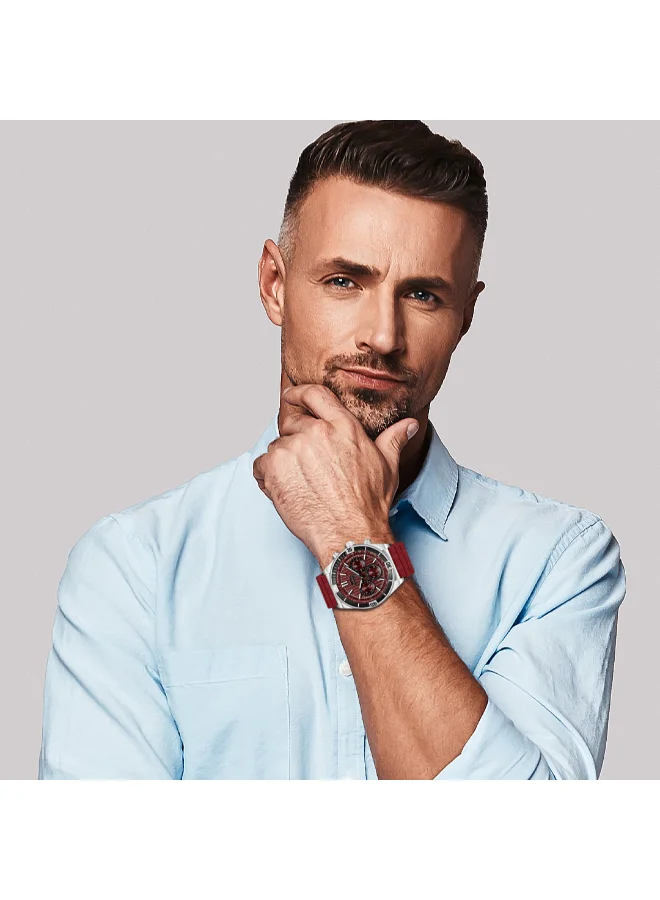 Slazenger Men's Multi Function Display Watch With Red Silicone Strap - SL.9.2389.2.05