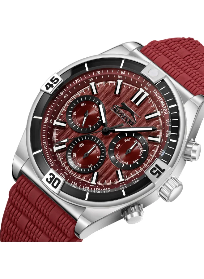 Slazenger Men's Multi Function Display Watch With Red Silicone Strap - SL.9.2389.2.05