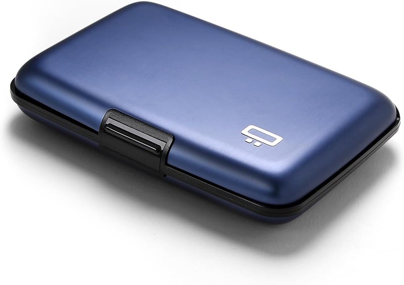 ÖGON -DESIGNS- Aluminum card holder, RFID Protection against fraud and demagnetization, Compact wallet, Smart Case STOCKHOLM V1 model (Aluminum Navy Blue) - Image 1
