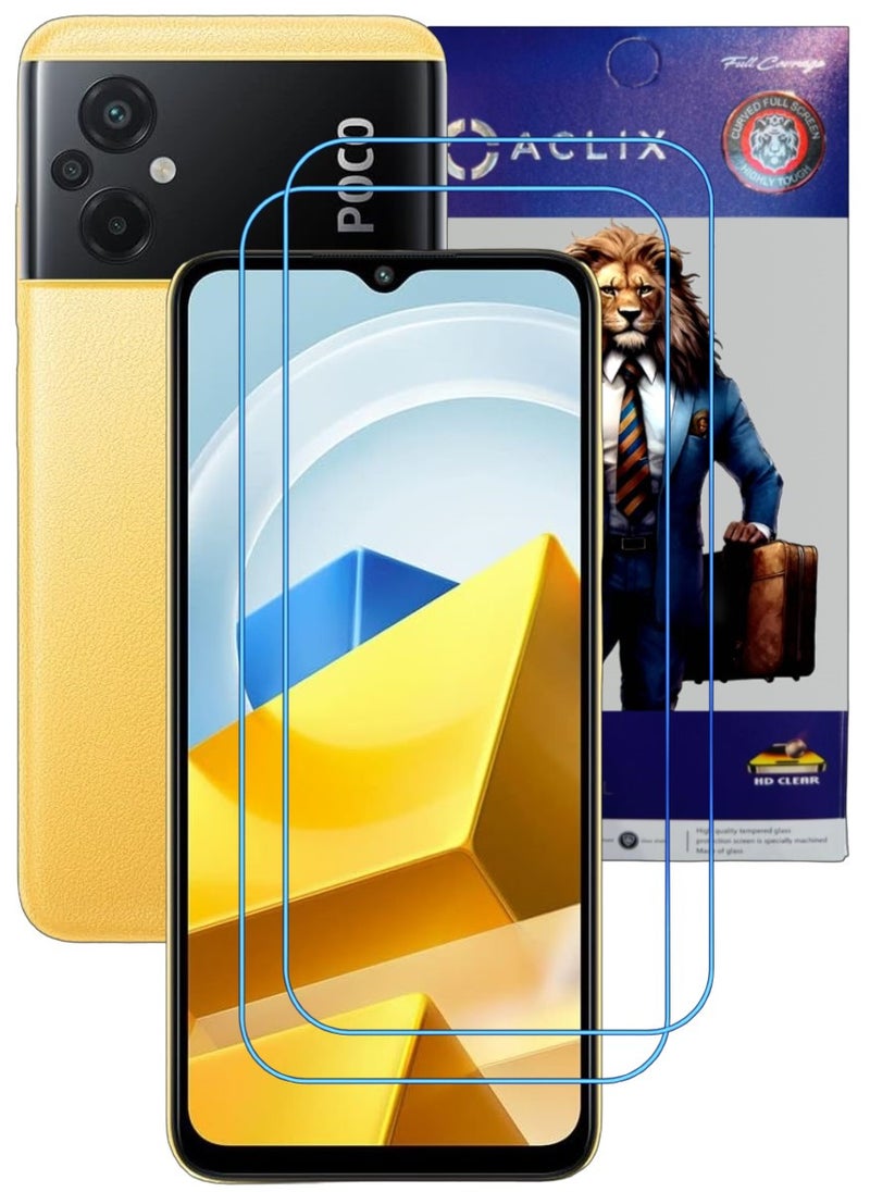 ACLIX 2 Pieces Antistatic ESD Dustproof Premium Quality High Definition Clear Tempered Glass Screen Protector Designed For Xiaomi Poco M5 - Image 1