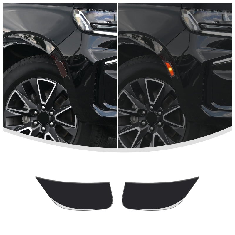 Linskip Side Marker Lamp Covers Compatible with 20212024 YukonYukon DenaliYukon XLTahoeEscaladeSuburban Driver Passenger Side Light Dark Smoke Front Turn Singal Light Covers