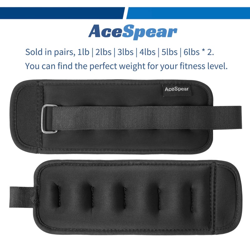 AceSpear Ankle Weights for Men Women Wrist Weights 2 * 1lb 2lbs 3lbs 4lbs 5lbs 6lbs Leg Weights Sandbags Kids Arm Hand Weights for Fitness Walking Running Gym - Image 2