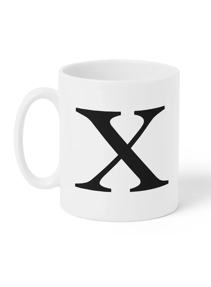 LOWHA 11 oz Ceramic Mug with Letter X Design on Both Sides