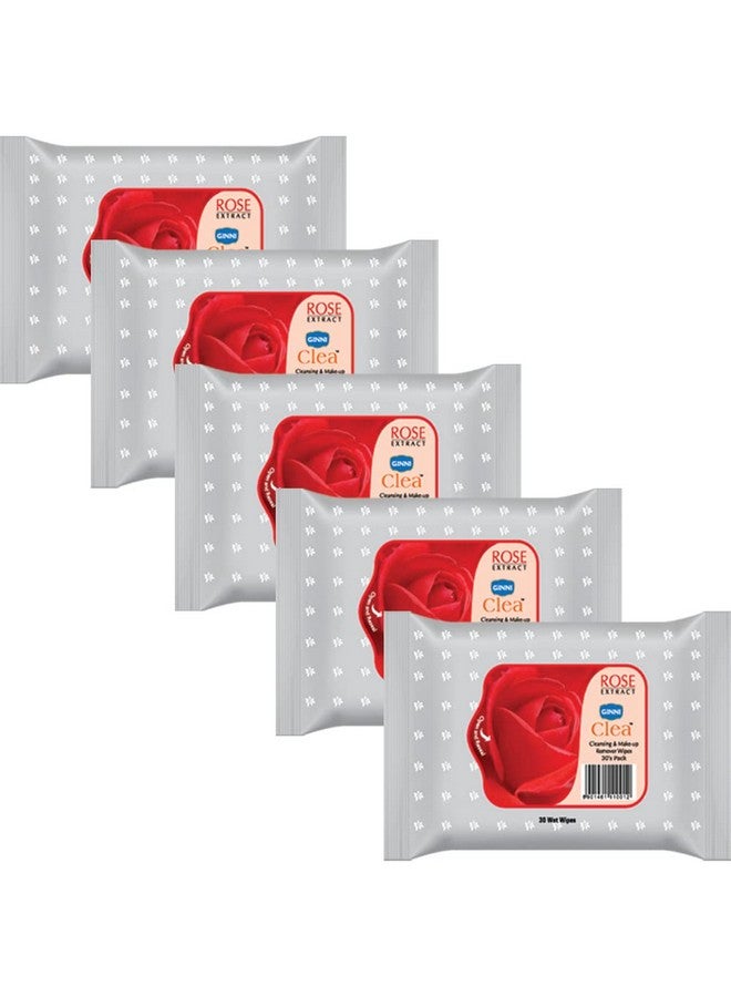 جيني مناديل مبللة من كليا، مناديل تنظيف وإزالة المكياج، مناديل مبللة لترطيب الوجه برائحة الورد المنعشة (150 منديل) - Image 1