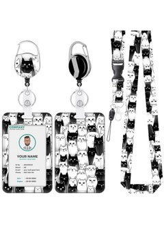 VOCHIC Funny Cats Lanyards For Id Badges, Cute Id Badge Holder With Breakaway Lanyard, Lanyards For Women With Badge Reel Retractable Heavy Duty, Animal Id Card Holder Teacher Doctor Office Gift  - Image 1