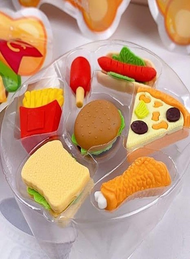 BriKSHi Cute Food Shape Pencil Erasers Set for Kids – Mini Puzzle Erasers (Chips, Bread, Makeup & More) – School Supplies Gift Pack (Fast Food Erase) - Image 5
