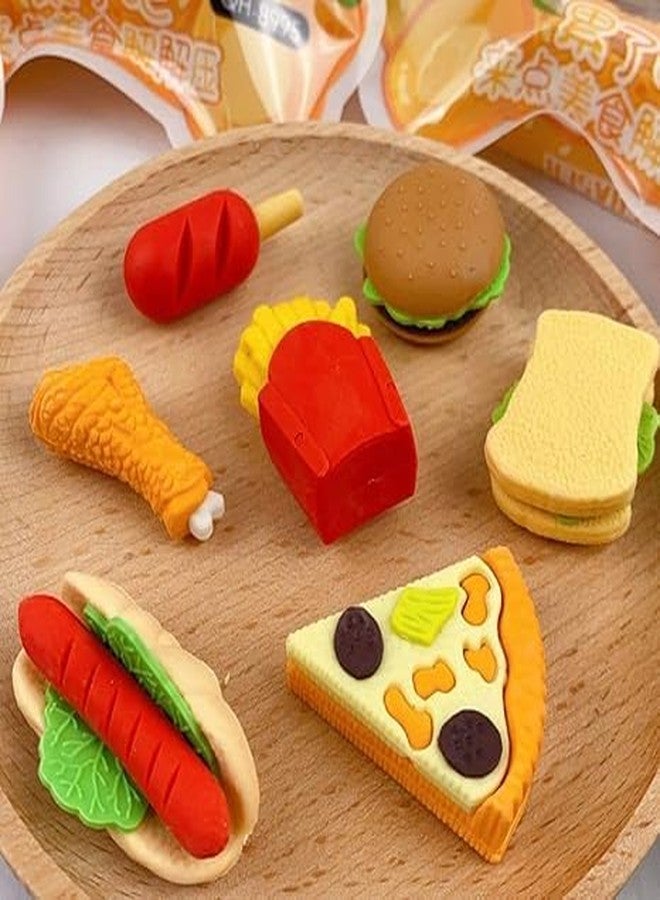 BriKSHi Cute Food Shape Pencil Erasers Set for Kids – Mini Puzzle Erasers (Chips, Bread, Makeup & More) – School Supplies Gift Pack (Fast Food Erase) - Image 4
