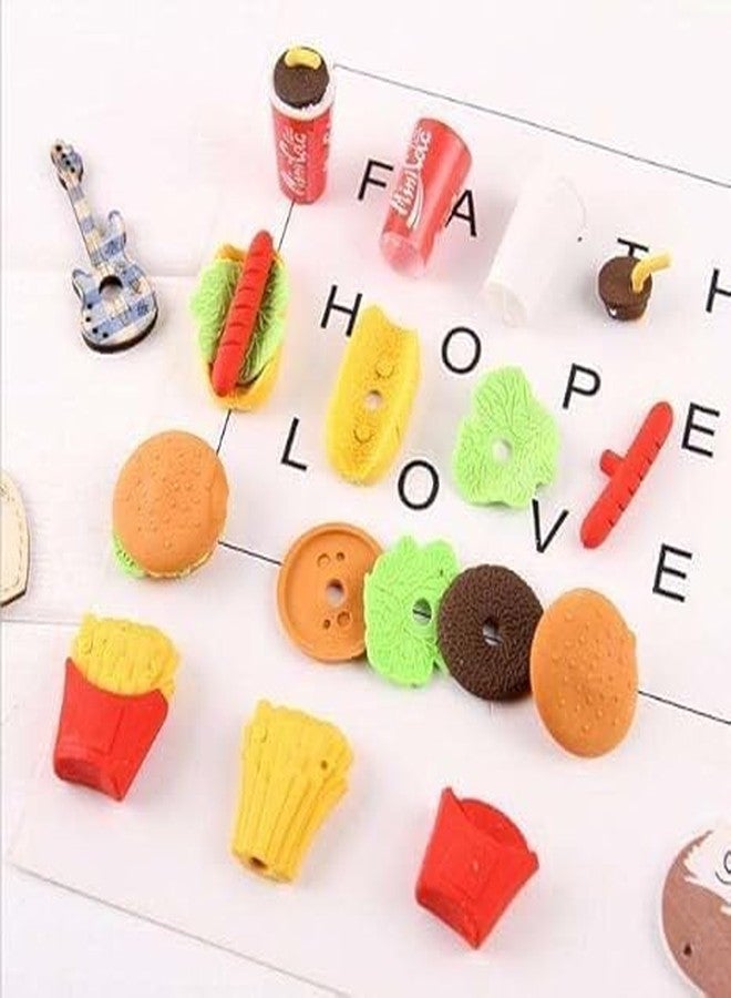 BriKSHi Cute Food Shape Pencil Erasers Set for Kids – Mini Puzzle Erasers (Chips, Bread, Makeup & More) – School Supplies Gift Pack (Fast Food Erase) - Image 2