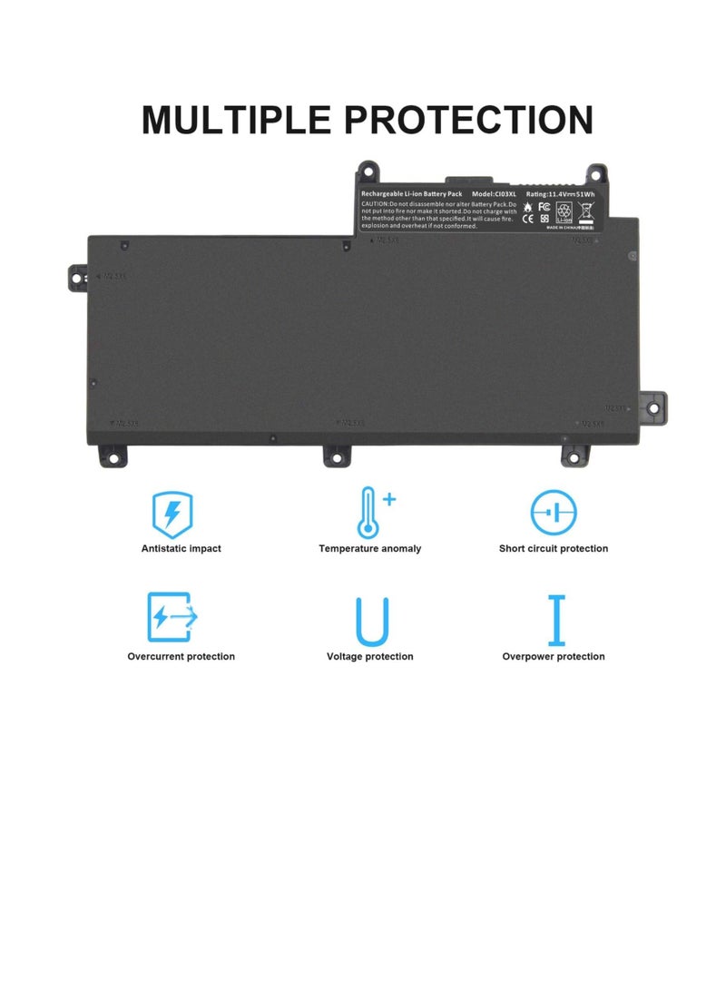CI03 CI03XL Battery for HP ProBook 640 650 645 655 G2 G3 T7B31AA CI03048XL CIO3 CIO3XL HSTNN-UB6Q LB6T 801554-001 801517-831 801517-541 HSTNN-I66C-4 HSTNN-I66C-5H HSTNN-I66C-5U - Image 5