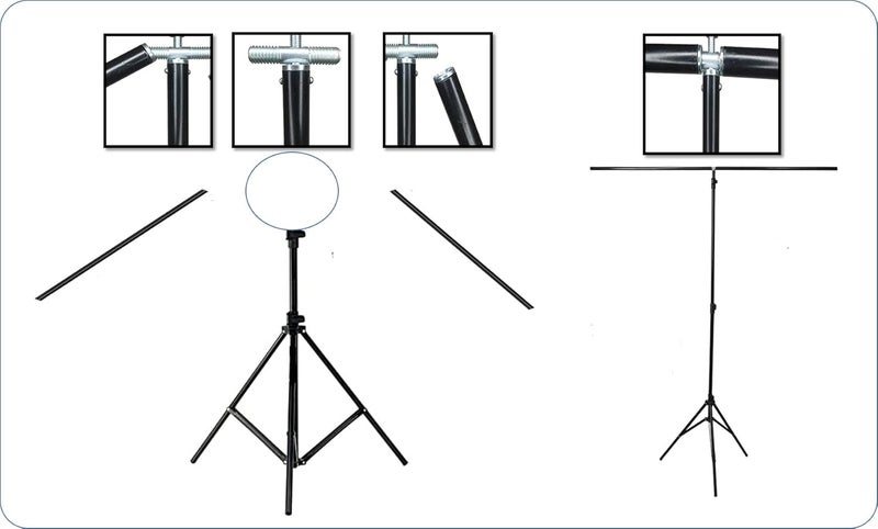 PICPRO 9ft x 6ft T-Shaped Tripod Background Photo & Videography Stand with 2N Holding Clips,6ft Wide 9ft Tall Adjustable Photo Studio Background Support (T Stand and Clips with Bag) - Image 3