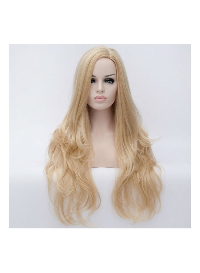 NIBEMINENT Fluffy Long Corn Hot Micro Curly Wig Blond - Image 1