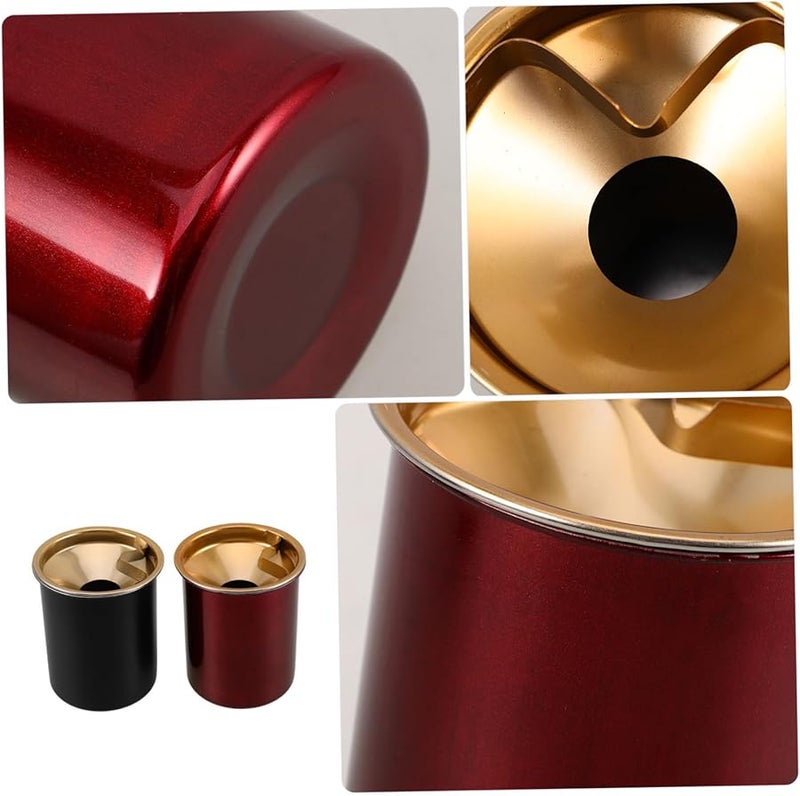 Stainless Steel Windproof Smokeless Ashtray with Lid for Outdoor Home Office 2 Pack - Image 4