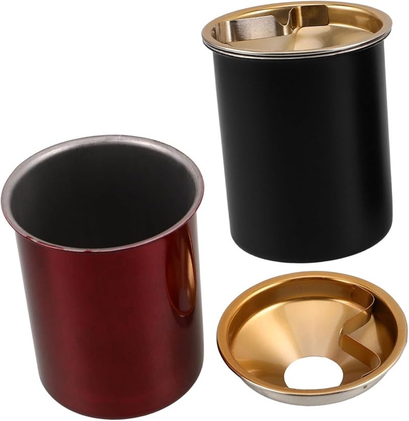 Stainless Steel Windproof Smokeless Ashtray with Lid for Outdoor Home Office 2 Pack - Image 1