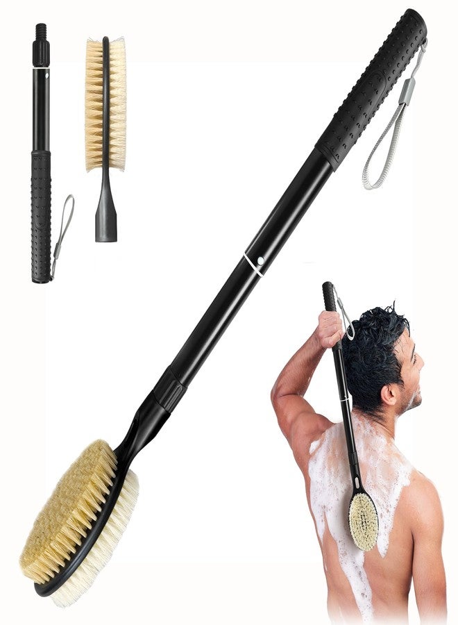 Gobiteli Back Scrubber with Soft and Stiff Bristles, 17''-25'' Long Handle Dual-Sided Shower Brush for Body for Deep Cleaning - Image 1