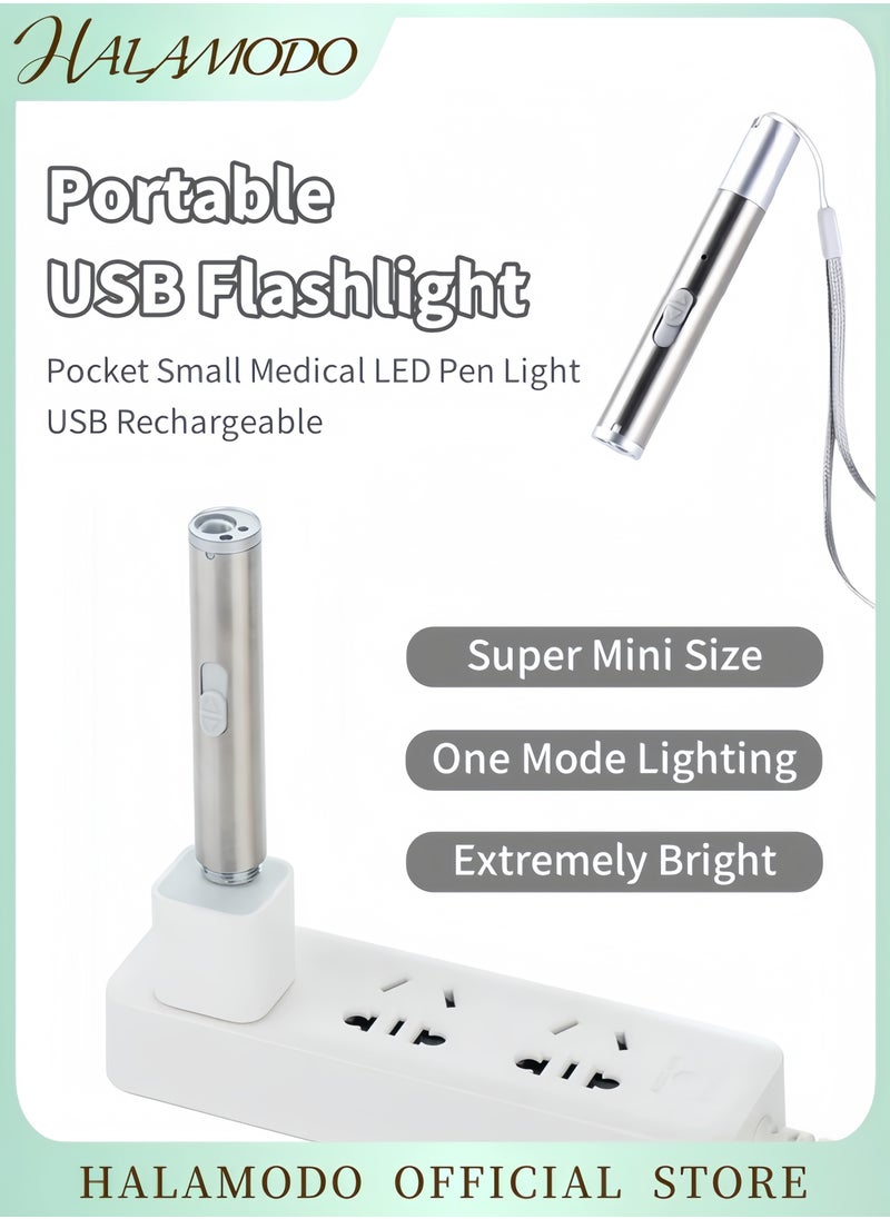 HALAMODO LED Mini Flashlight Portable Torch Light USB Rechargeable Compact Aluminum Alloy Torch with Charging Indicator for Camping Hiking Emergency and Everyday Use 8-Hour Battery Life  - Image 1
