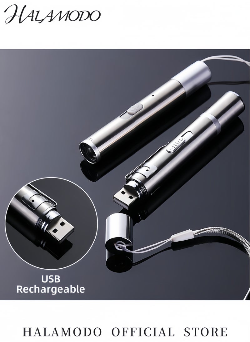 HALAMODO LED Mini Flashlight Portable Torch Light USB Rechargeable Compact Aluminum Alloy Torch with Charging Indicator for Camping Hiking Emergency and Everyday Use 8-Hour Battery Life  - Image 3