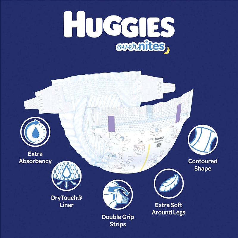 HUGGIES حفاضات الأطفال الليلية حجم 3، 24 قطعة، هاجيز أوفرايتس - Image 2