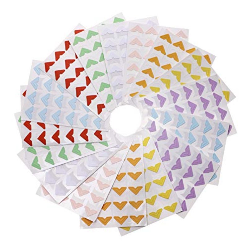 16 Sheets 8 Colors Photo Corner Stickers Holder Protectors Self Adhesive Photo Mounting Corner Stickers Picture Corners for DIY Scrapbooking Photo Album Personal Journal Diary, 384 Count - Image 3