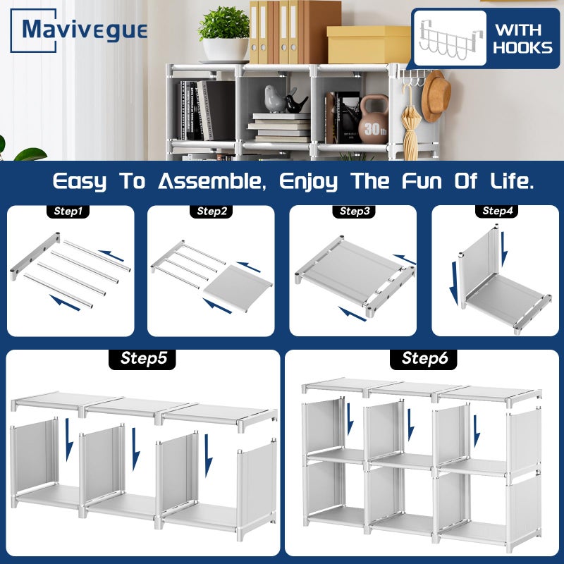 Mavivegue Book Shelf, 12 Cube Storage Organizer, Closet Storage Organizer, White Cubicle Storage Rack - Image 4