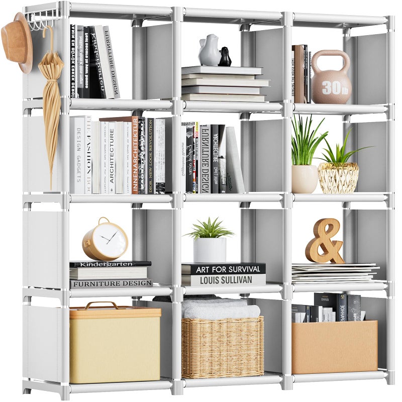 Mavivegue Book Shelf, 12 Cube Storage Organizer, Closet Storage Organizer, White Cubicle Storage Rack - Image 1
