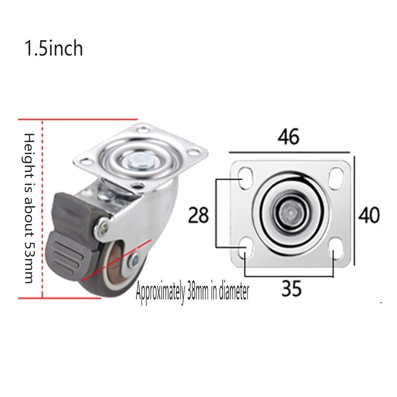 Directional Wheel 1 Inch Heavy Duty Casters 360 Swivel Rubber Silent Double Bearing Easy Install - Image 3