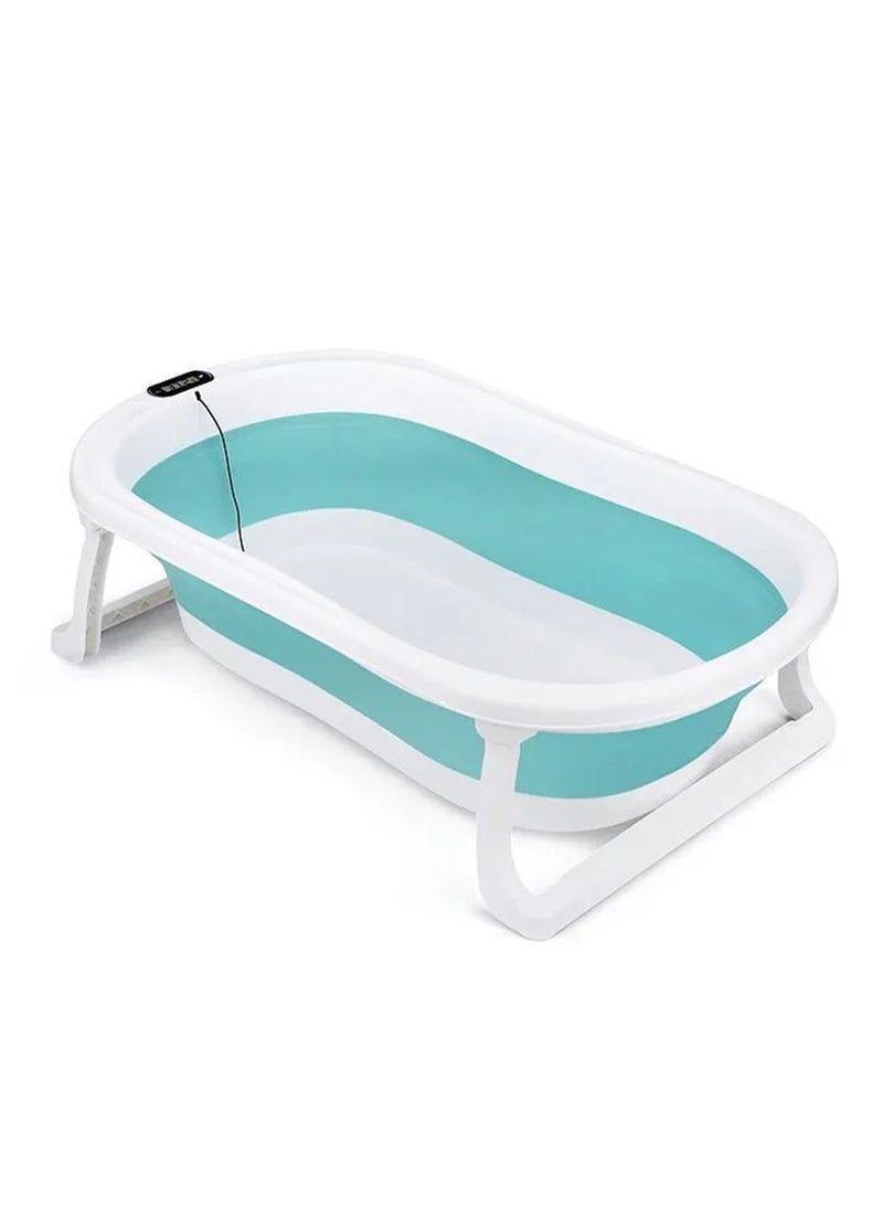 RENOVO Collapsible Toddler Bathtub Portable Travel Tub for Babies Newborns Infants Toddlers with Non-Slip Anti-Skid Legs Size 75X45cm GREEN - Image 1