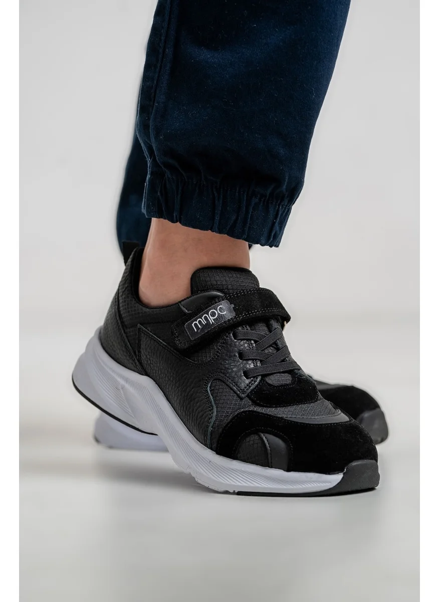 Mnpc Boys Black Genuine Leather Anatomical Casual Shoes