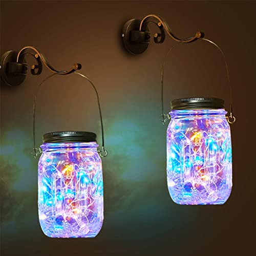 Epyz Solar Light Outdoor Waterproof Mason Hanging Jar Fairy String Lights for Patio, Garden, Yard and Lawn [ Glass, Pack of 2, Multicolour, 20LED ] - Image 3