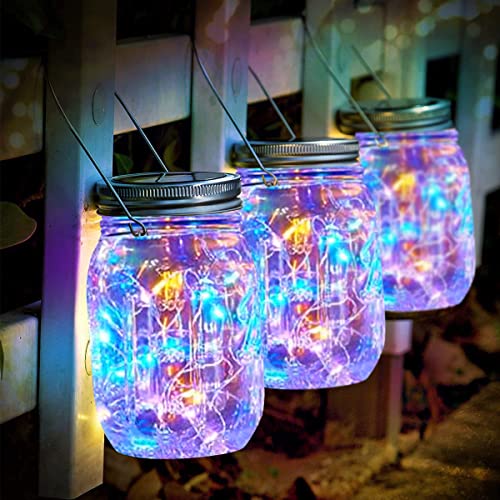 Epyz Solar Light Outdoor Waterproof Mason Hanging Jar Fairy String Lights for Patio, Garden, Yard and Lawn [ Glass, Pack of 2, Multicolour, 20LED ] - Image 1