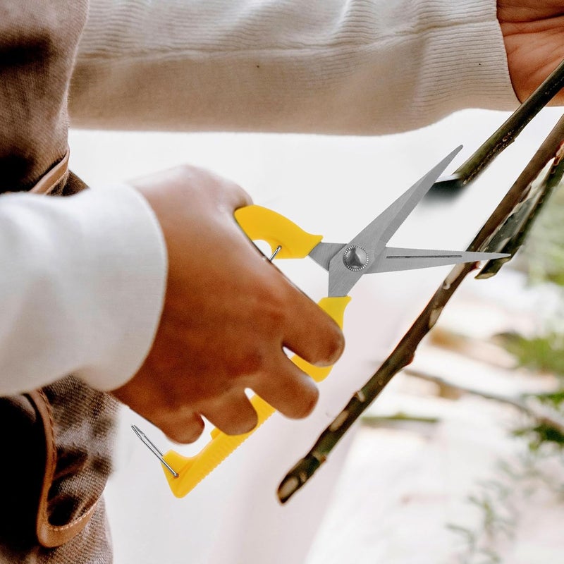 Pruning Scissors Garden Pruners Stainless Steel Fruit Shears with Yellow Handle for Branch and Fruit Picking Gardening Hand Tool - Image 5