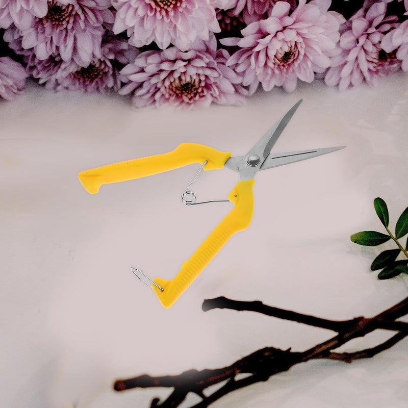 Pruning Scissors Garden Pruners Stainless Steel Fruit Shears with Yellow Handle for Branch and Fruit Picking Gardening Hand Tool - Image 4