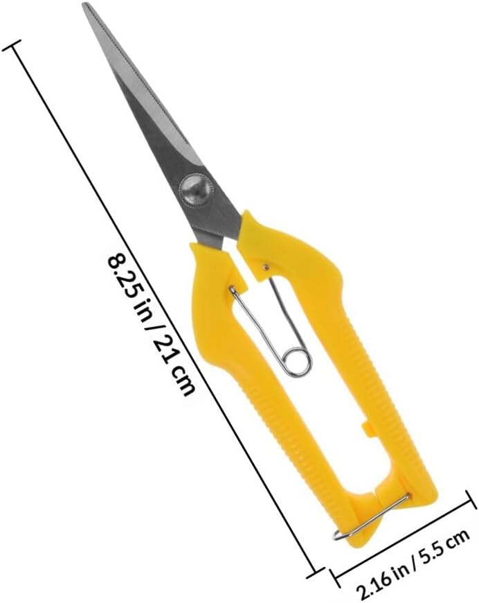 Pruning Scissors Garden Pruners Stainless Steel Fruit Shears with Yellow Handle for Branch and Fruit Picking Gardening Hand Tool - Image 1