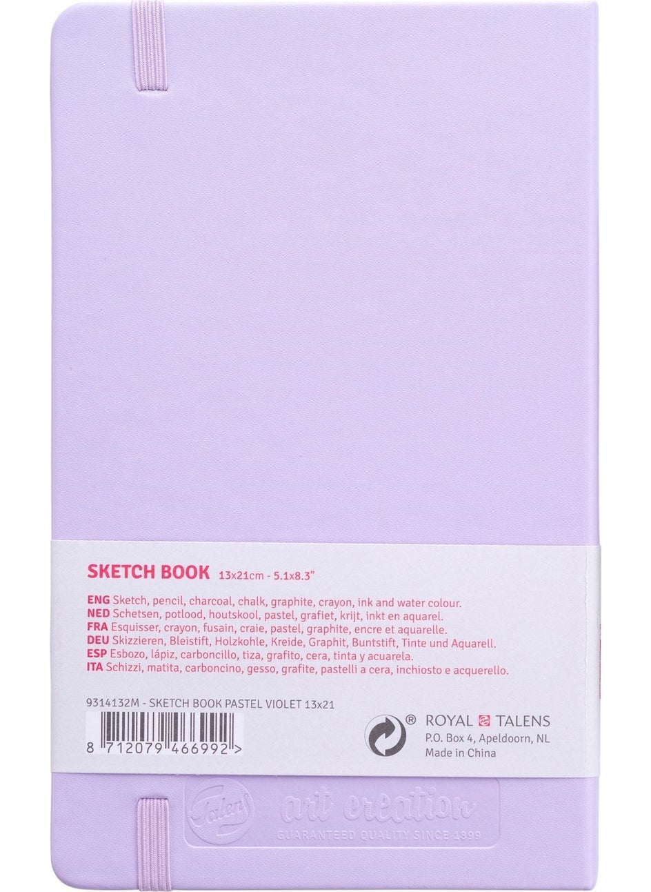 Talens - Sketchbook Hard Cover Sketch Drawing Book 13 x 21 cm 140 gr 80 Yp Pastel Lilac - Image 1