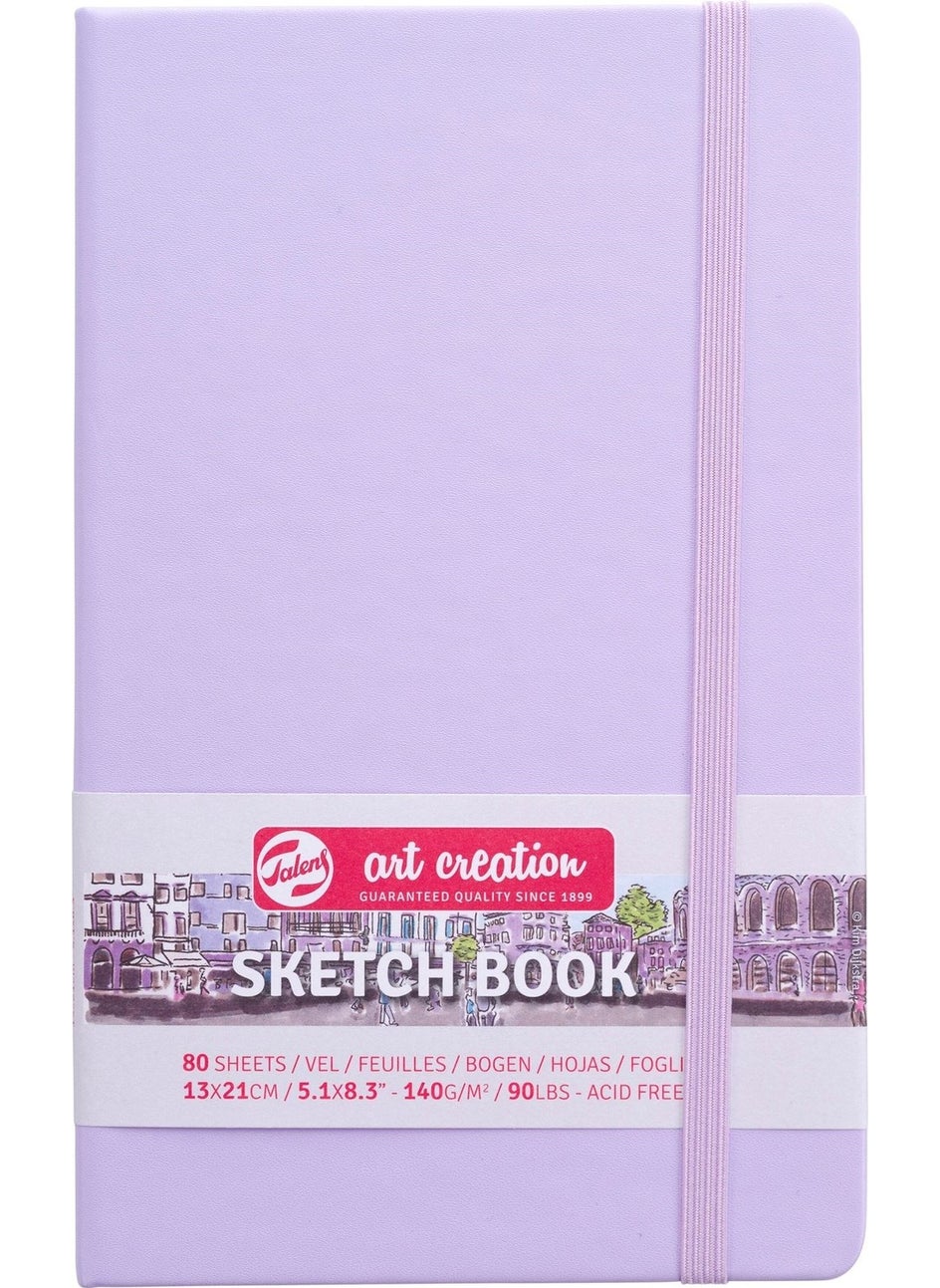 Talens - Sketchbook Hard Cover Sketch Drawing Book 13 x 21 cm 140 gr 80 Yp Pastel Lilac - Image 1