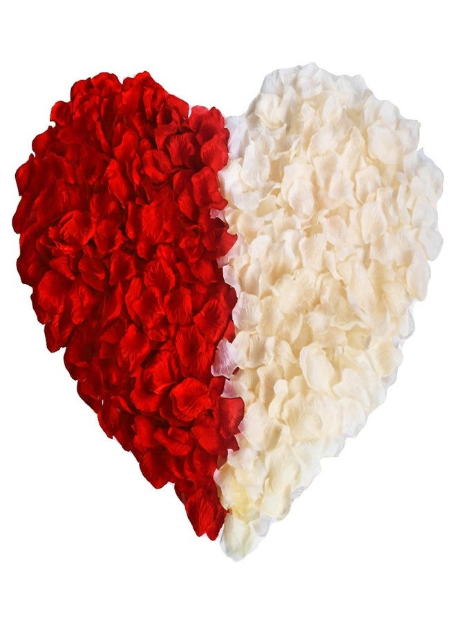 Notoke 2000PCS Artificial Silk Rose Petals Fake Rose Decoration for Romantic Night, Wedding, Event, Party,Proposal Anniversary,Flower Decoration Wedding Party Color Red Rose Petals Red & White - Image 1