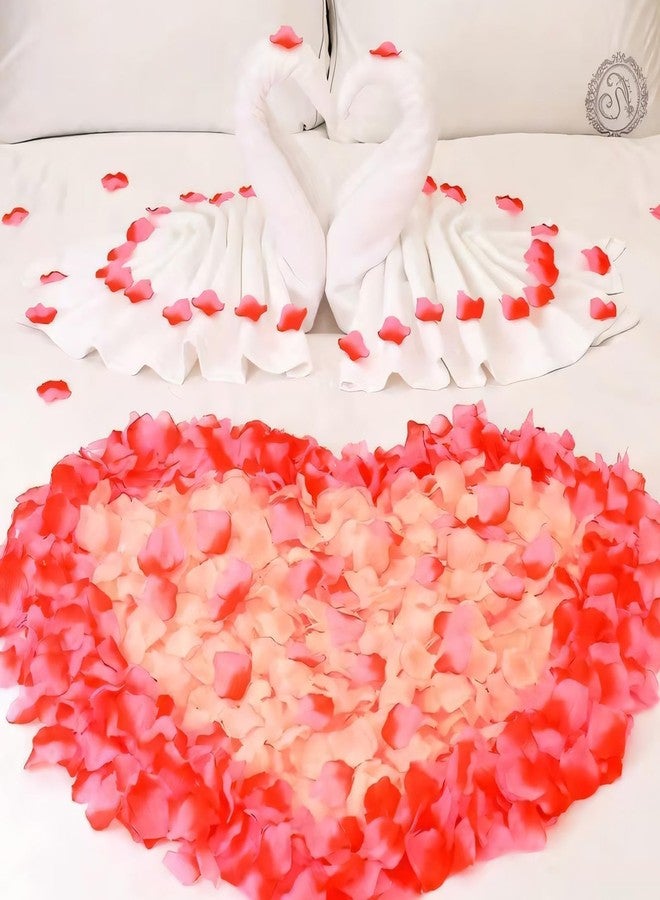 Notoke 2000PCS Artificial Silk Rose Petals Fake Rose Decoration for Romantic Night, Wedding, Event, Party,Proposal Anniversary,Flower Decoration Wedding Party Color Red Rose Petals Red & White - Image 5