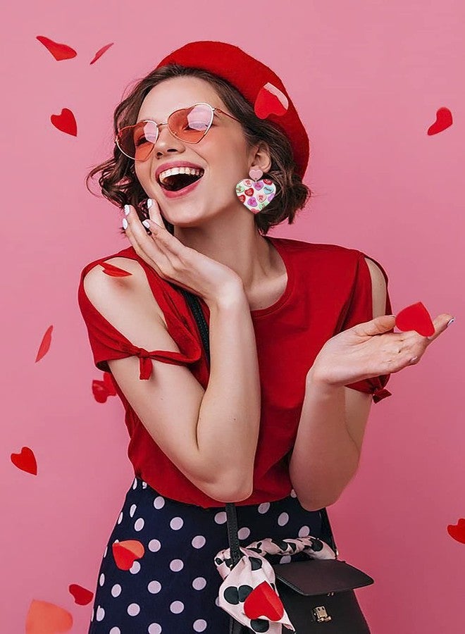 BSJELL أقراط BSJELL على شكل قلب، تحمل رسالة حب XOXO، مصنوعة من مادة لوسيت شفافة، بتصميم قوس متدلي، هدية مثالية لعيد الحب أو عيد الصداقة بين النساء. - Image 3