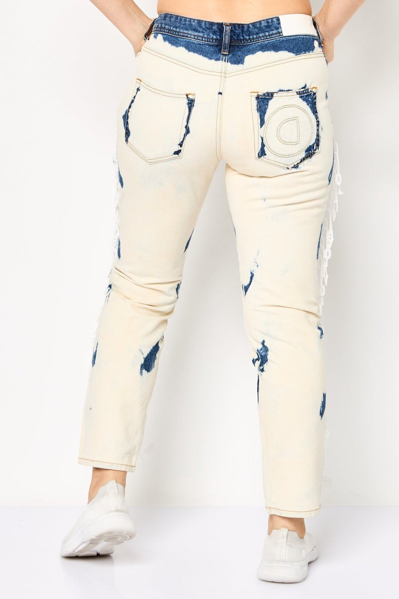 DESIGUAL Women Boyfriend Fit Beached Pants, Multicolor - Image 3