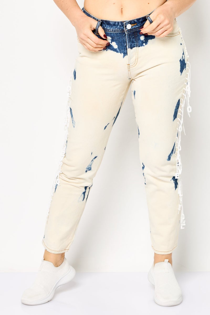 DESIGUAL Women Boyfriend Fit Beached Pants, Multicolor - Image 1