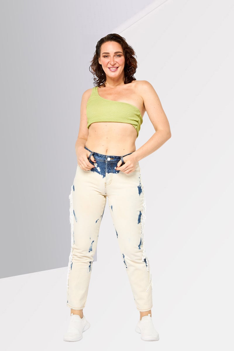 DESIGUAL Women Boyfriend Fit Beached Pants, Multicolor - Image 4