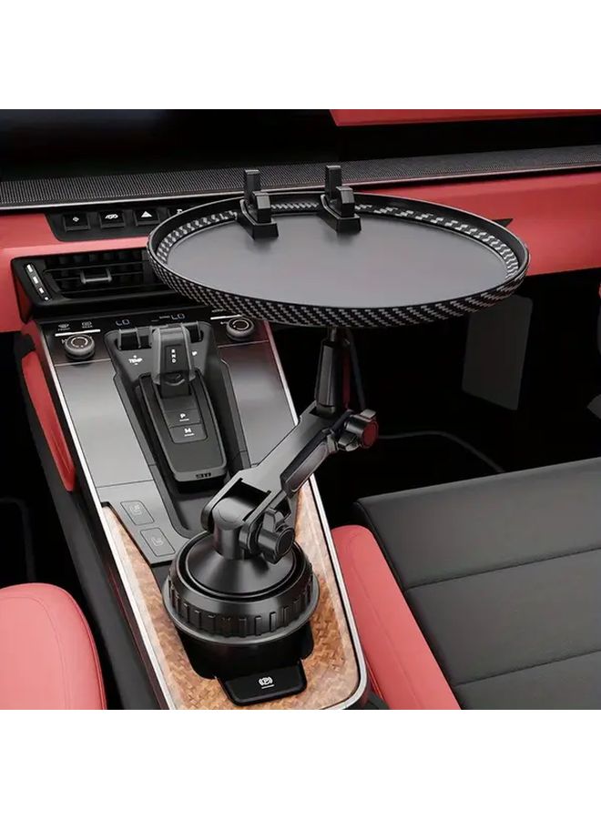 Car Round Tray Multifunctional Cup Holder with Food Tray and Phone Mount - Image 3