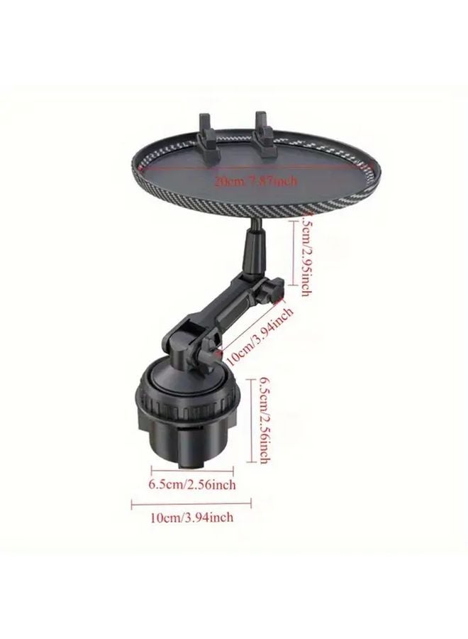 Car Round Tray Multifunctional Cup Holder with Food Tray and Phone Mount - Image 2