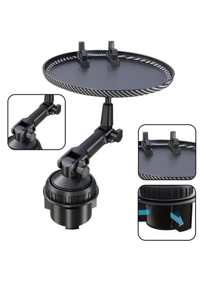 Car Round Tray Multifunctional Cup Holder with Food Tray and Phone Mount - Image 4
