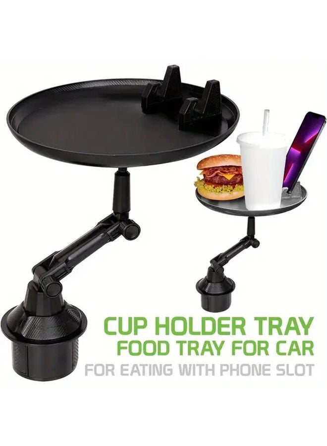 Car Round Tray Multifunctional Cup Holder with Food Tray and Phone Mount - Image 1