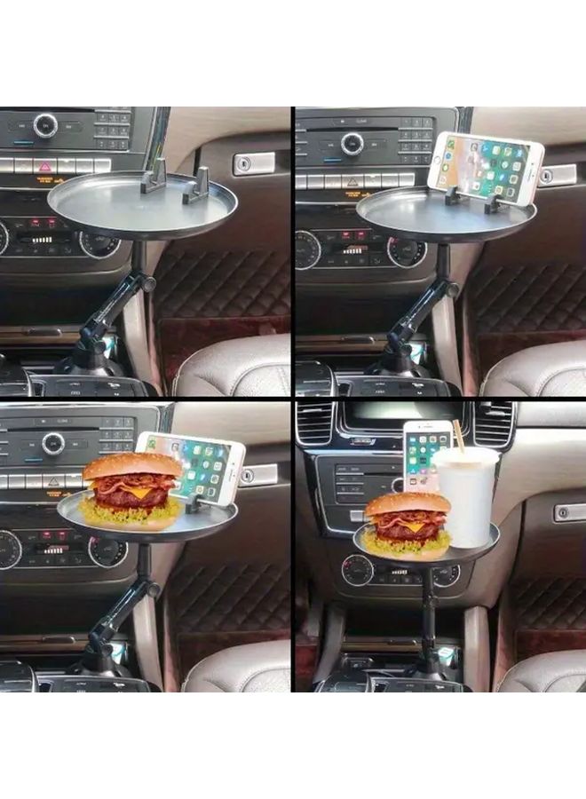 Car Round Tray Multifunctional Cup Holder with Food Tray and Phone Mount - Image 5