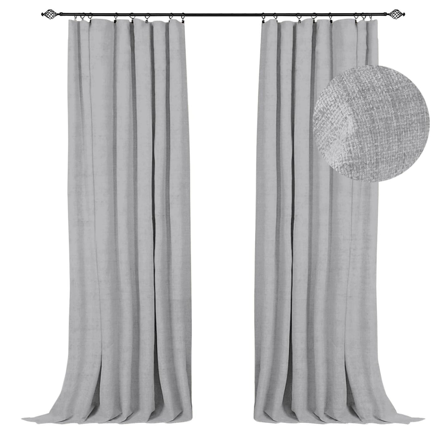 100% Blackout Shield 100 Blackout Shield Full Blackout Curtains for Bedroom 96 inch Length 2 Panels Set Clip RingsRod Pocket Faux Linen Black Out Curtains for Living Room Thermal Insulated 50Wx96L Gre
