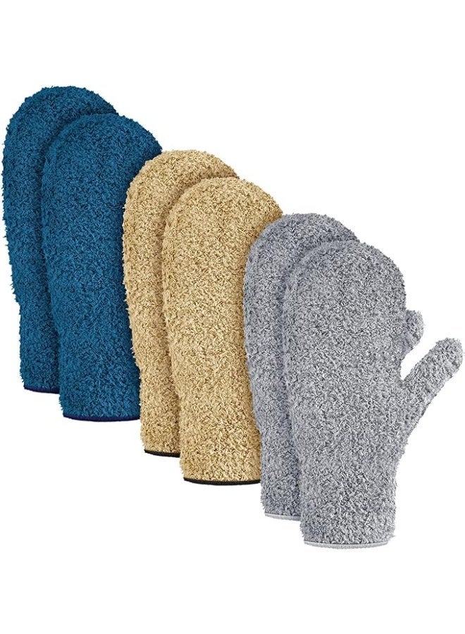 3 Pairs Microfiber Dust Mitts with Thumb, Reusable No-Scratch Cleaning Gloves for Kitchen, House, Car, Household Dusting Tools - Image 1