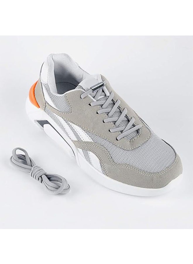 اتش واي 2 أزواج من أربطة الأحذية المرنة بدون ربطة عنق للبالغين والأطفال وكبار السن ، ونظام مع أربطة أحذية مرنة (أسود + رمادي) - Image 4