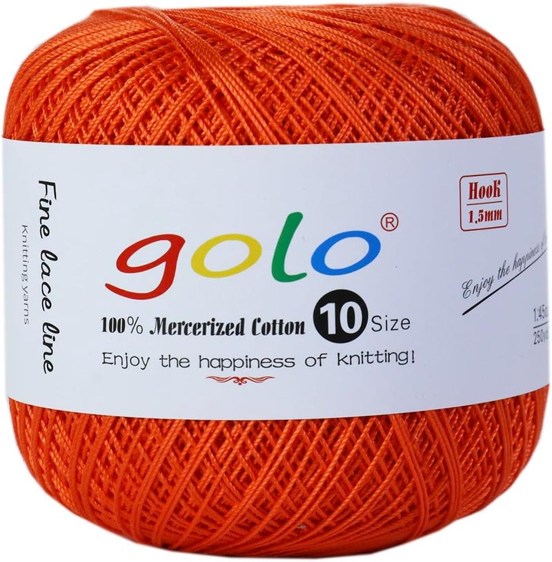 Golo Crochet Thread Size10 Yarn for Hand Knitting Crochet Yarn Orange 221 - Image 1